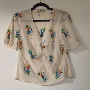 Madewell Cream Floral Silk Blouse Size 2